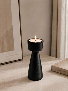 1 pieza Portavelas geométrico, diseño minimalista moderno, perfecto para decoración de mesa del hogar - negro - Ver 7