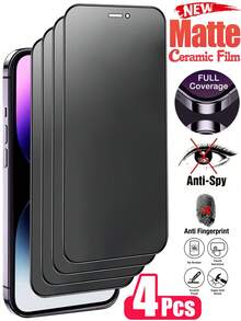 4pcs Matte Anti-Peeping Ceramic Screen Protector, Compatible With IPhone 18 Pro Max/18 Pro/18 Ultra/18/17 Pro Max/17 Pro/17 Air/16 Pro Max/16 Pro/15 Pro Max/15 Pro/15/14 Pro Max/14 Plus/13 Pro Max/12/11, Anti-Fingerprint, Anti-Scratch, Easy Installation, Matte Anti-Peeping Soft Film - Black - View 7