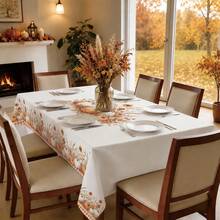 1pc Minimalist Autumn Plaid Pumpkin Floral Pattern Tablecloth, Stain-Resistant Dining Table Decor, Suitable For Kitchen, Dining Table, Coffee Table, TV Stand, Entryway, Party Holiday Decoration, Home Decor, Autumn Gathering - Multicolor - View 4
