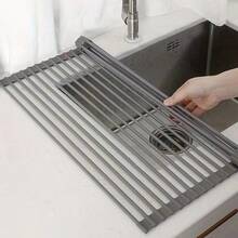 Stainless Steel Expandable Sink Drainer Rack, Black And Gray, With Adjustable Arms, Functional Kitchen Sink Storage Rack, Suitable For Vegetables, Fruits And Kitchen Utensil Sets, Suitable For Kitchen And Bathroom Use, New Year, Christmas And Halloween Design - Multicolor - View 2