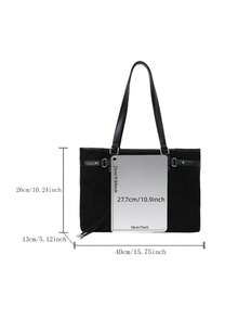 Vintage Textured Large Capacity Tote Bag, Fashionable Exquisite Buckle Design Handbag, Women's Daily Commute, Shopping Shoulder Bag - Multicolor - View 10