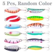 1/3/5pcs Metal Lure Set - Rotating Spoons With Portable Storage Box, Hard Metal Fishing Lures, Spoon-Style Fishing Bait Set - Multicolor - View 16