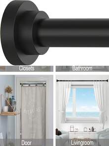 1pc Stainless Steel Shower Curtain Rod, No-Drill Telescopic Rod, Can Be Used For Hanging Clothes Or In Closets. Suitable For Bathrooms, Showers, Kitchens, Closets And Balconies. Easy Installation, Can Be Used As Room Divider, Perfect For Apartments And Rental Homes, With Adjustable Function. - Ssg - View 1