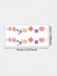 1pc Colorful Heart Flower Geometric Bracelet Pattern Temporary Tattoo Sticker, Realistic Fake Tattoo Design, Suitable For Daily, Bachelorette Party Favors, Music Festivals, Games, Graduation Gifts, Lasts 3‑5 Days - Multicolor - View 6