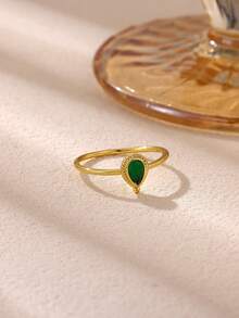 1pc Unique Minimalist Cat Eye Stone Ring For Women, Copper Closed Loop Finger Ring, Edgy Design - JZ2881G-4 - View 11