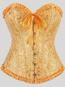 Elegantes Vintage-Korsett-Top im Hofstil mit Vorderknöpfen, Schnürung hinten, Taillenformung durch Stäbe, geeignet für Hochzeit, Party, Halloween-Outfit - Verschiedenfarbig - Übersicht 113