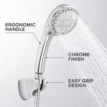 High Pressure 12 Inch Rain Shower Head Combo with Handheld - 10 Spray Modes - L-Shaped Extension Arm - Dual Fixed Bathroom Shower Set - Chrome Finish - Lowered Extension Slide Bar - Bogenförmige obere Verlängerungsstange - Übersicht 4