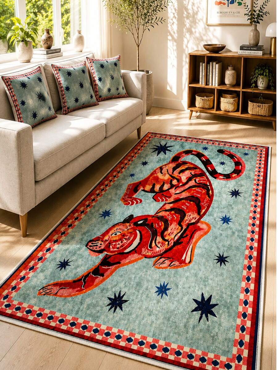 Chilai Home Leopard Rug, Modern Livingroom Rug, Washable Kitchen Runner Rug, Bedroom Rug, Made In Turkiye 80x200 Cm, 80x300 Cm,100x200 Cm, 120x180 Cm - Dusty Blue - View 1