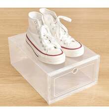 1pc Stackable Transparent Drawer Shoe Box, Space-Saving Easy Assembly Plastic Shoe Storage Box, Independent Transparent Shoe Display Box, Suitable For Home, Office And Entryway Storage - View 6