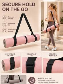Adjustable Yoga Mat Strap, Easy-To-Use Woven Yoga Mat Storage Band, Lightweight Fitness Strap, Washable Sports & Fitness Accessory, Suitable For Gym, Home Workout, Pilates And Travel Use - Multicolor - View 6