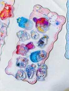 Children's Cartoon Glowing Gem Dynamic Oil-Filled Stickers Shiny Shaking Water-Filled Stickers Glitter Handmade Set - Multicolor - View 10