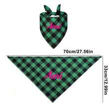 1pc Personalized Dog Plaid Bandana With Name,Custom Dog Neckwear Name Design Plaid Scarf Name,Custom Dog Neckwear Name Design Plaid Sca…Triangle Bibs Kerchief, Pet Christmas Costume Accessories For Small Medium Dogs Cats Birthday Gift - Multicolor - View 6
