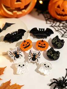 Halloween Acrylic Shark Catch Clip, Funny Pumpkin Ghost-Shaped Hair Clips, Ladies' Dark Wind Holiday Party Hair Tresses Catch Clip. - Multicolor - View 3