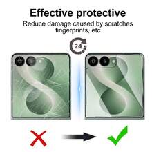 2pcs Compatible With Samsung Galaxy Z Flip 8 7 6 5 7FE Full Coverage Tempered Glass High Definition Screen Protector, 9H Hardness Protective Glass Film,Anti-Scratch, Waterproof, Anti-Fingerprint - Transparent-2 Packs - View 3