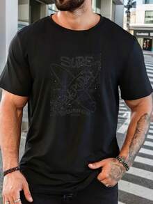 Men's Pure Cotton Casual Short-Sleeve T-Shirt Summer Basic Everyday Wear Round Neck Tee Top - 黑色 - 查看 6