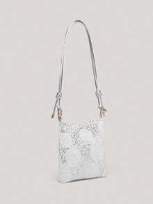 1pc Women's Fashion Sequin Crossbody Bag, Lace Flower Shoulder Bag, Evening Bag, Coin Purse, New Fashion Elegant, Suitable For Daily Gatherings, Dates, Parties, Shopping, Holiday Gifts - Lace With Sequins - View 9