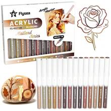 Flysea New Colorful Series 14pcs/Box, Vibrant Macaron Dopamine Gray Blue Green Brown And More Professional Acrylic Marker Pens, New Free Ink System, Multiple Color Combinations Available, Newly Launched, Better Quality, Smoother Writing Experience, Designed For Professional Artists - Sets - View 17