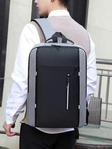 Men's Business Laptop Backpack, USB Charging Port, Commuter Casual Travel School Bag, Minimalist Large Capacity, Gift, Anti-Theft, TSA Friendly - Multicolor - View 3