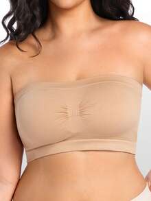 3pcs Plus Size Women's Push-Up Lift Anti-Sag Strapless Wire-Free Invisible Comfortable Sexy No Padding Bandeau Bra - Multicolor - View 3