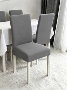 1pc Solid Color Chair Cover, Modern Minimalist Milk Silk Elastic Dining Chair Slipcover, Suitable For Living Room, Bedroom, Dining Room, Study, Removable And Washable, All-Season Use - Dark Grey - View 6