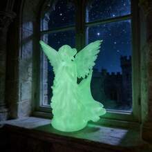 3D Printed Luminous Praying Angel Figurine, Glow In The Dark Winged Angel Statue, European Vintage Desktop Tabletop Ornament, Home Shelf Decor, Creative Holiday Gift - A - View 1