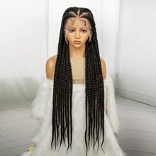 A ANYTIME Heat-Resistant Woven Synthetic Lace Wig - Easy To Wear And Style For Beginners - Designed For Women's Daily Wear, Halloween - Black - View 13