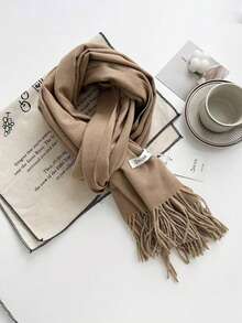FADZOYLE 1pc Camel Women Winter Scarf Soft Pashmina Feel Shawls And Wraps For Wedding And Gift Evening Travel Office Large Solid Color Tassel Scarves - 33# Camel - View 6