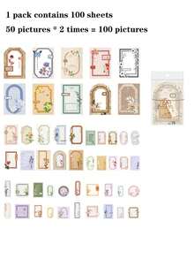 1 Pack (Approx 100pcs) Vintage Mixed Materials Collection Pack - Retro Post Office Series, DIY Scrapbooking And Journaling Supply Paper, Single Pack Or 4-Pack Combo Available,School Supplies,Back To School - Multicolor - View 15
