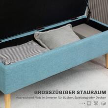 Bench Upholstered Bench With Storage Space Bed Bench With Linen Look For Hallway Bedroom Living Room Rubber Wood Blue 110 X 39 X 45 Cm - A - View 5