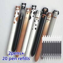 32PCS(2 Pens + 30 Refills) Cat & Dog Style Neutral Pens 0.5mm Quick-Dry Black Ink Creative Animal Writing Pens Office Supplies - Multicolor - View 14