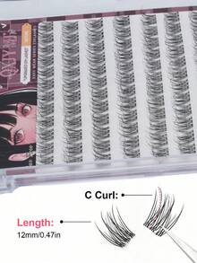 120pcs C-Curl False Eyelashes, Segmented With Built-In Adhesive Strip, Realistic & Natural, Beginner-Friendly, For Daily Wear, Includes Eyelash Extension Adhesive Strip - C - View 3