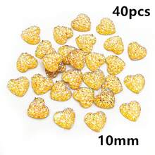 40pcs 10mm/12mm Flat Back Heart-Shaped Resin Inlaid Stones, Multi-Color Crystal Cluster Natural Stone Convex Surface DIY Jewelry Making Accessories - Heart - View 30