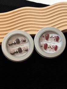 1PC/3PCS Exquisite Round Press On Nail Storage Display Box With Clear Window And Metal Iron Case, For Salon, Handmade Nails, Gift Packaging, And Travel - Silver - View 6