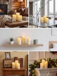 3pcs Flameless Candle Lights With Timer Remote Control, Battery Operated Flickering Pillar LED Candles, Suitable For Halloween, Christmas, Mother's Day, Valentine's Day, Dining Table, Proposal, Wedding, Birthday, Party - Wavy Slant - View 8