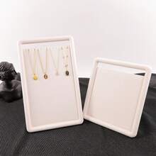 1pc Multi-Size Beige Scratch-Resistant PU Leather Jewelry Necklace Display Stand, Foldable Desktop Vertical Holder With Handle, Sturdy Support, Suitable For Jewelry Store Display, Home Vanity Storage, Live Streaming Photography Prop - White - View 7