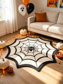 1pc Custom Spider Web Halloween Rug, Personalized Name & Text Area Mat, Gothic Spider Web Floor Carpet, Spooky Halloween Home Decor, Bedroom Living Room Entryway Floor Mat, Party Decoration, Seasonal Gift - Multicolor - View 3