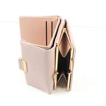 Solid Color Snap Closure Short Women's Wallet, Three-Fold Multi-Function Purse - Pink - View 3