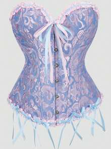 Women's Plus Size Court Style Corset Top, Waist-Cinching Body-Shaping Bustier, Sexy Jacquard Vintage Corset Top, Suitable For Wedding, Party, Halloween Costume, Role Play - Multicolor - View 25