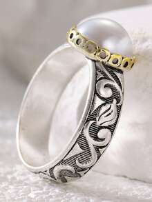 DIYCCPC Vintage Textured Women's Ring, Engraved Craftsmanship, Outstanding Atmosphere, Eye-Catching Accessory For Casual Gatherings - Two-color - View 10