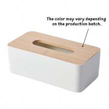 1pc Minimalist Wooden Lid Plastic Tissue Box, Black & White Dual Color Optional, Suitable For Home Dining Table, Office, Hotel Guest Room, Restaurant Tabletop Tissue Box Decoration - Multicolor - View 15