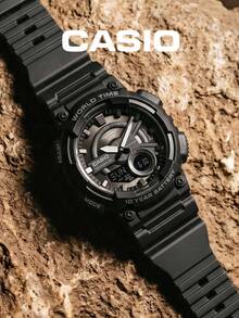 Casio Jam Tangan Pria Digital & Analog dengan Fitur Waktu Dunia, Tali Resin, Beberapa Alarm, Memo Jarak Jauh, Fungsi Praktis, Cocok untuk Berkemah di Luar Ruangan, Perjalanan, Latihan Kebugaran Harian, dan Pakaian Kasual - Satu-Ukuran - View 5