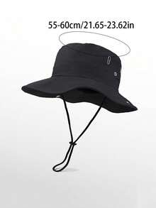 1pc Men's Outdoor Sun Hat, Wide Brim UV Protection Breathable Ranch Hat With Chin Strap, Suitable For Hiking, Camping, Fishing Ski Masks - Multicolor - View 4