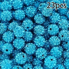 23 10mm Polymer Clay Rhinestone Beads, Sparkling Fancy Diamond Beads, For DIY Products Such As Bracelets, Necklaces, And Keychains. - 23pcs - View 17