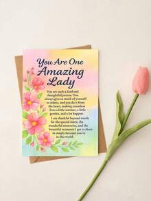 OBOVAY 1pc You Are One Amazing Lady Greeting Card For Her Appreciation Thank You Card Perfect Gift For Mom Sister Friend Express Kindness And Warmth On Special Occasions - View 6