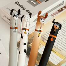8pcs/4pcs/1PC Cute Cartoon Dog/Cat Retractable Gel Pen Set, Back To School Kawaii Puppy Design 0.5mm Black Ink Writing Pens For Student Office Stationery Supplies - Dongmi Set Pen - View 2