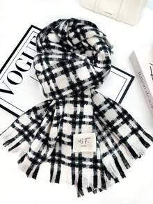 1pc Universal Multi-Color Plaid New Style Versatile Casual Scarf Suitable For Autumn/Winter - J-shaped Rice - View 2