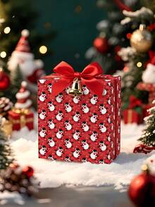 1 Roll Of Christmas Gift Wrapping Paper Featuring A Christmas Penguin Pattern;Perfect For Christmas Gift Wrapping,Holiday Party Decor,Home Festive Decoration,DIY Craft,Festive Favour Wrapping Dimensions: 43 Cm X 300 Cm - A - View 5