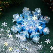 6pcs White Snowflake Christmas Resin Filling Glitter Flakes - Snowflake Fine Powder Thin Sheets - For DIY Christmas Mold Filling Material - Jewelry And Keychain Making, Christmas Craft Decoration - White - View 3