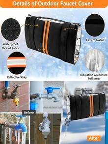 Thickened Waterproof Oxford Cloth Winter Faucet Cover Rectangular Anti-Freeze Pipe Sleeve Outdoor Water Pipe Anti Freezing Dust Cover To Prevent The Faucet From Freezing Winter Insulation Artifact Suitable For Cold Weather Yard Use Winter Essential - Multiple Styles - View 6