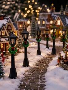 Christmas Mini Street Light Model, Christmas Miniature Landscape Light Village, Suitable For Christmas Decoration, Fairy Garden, Christmas Village Display - Multicolor - View 8